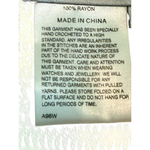 Papell Boutique Evening Cream Open-Weave w/Iridescent sequins Handmade Top. M - Picture 7 of 8